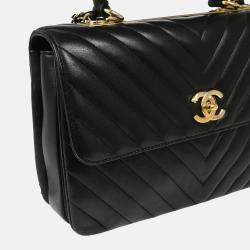 Chanel Black Lambskin Trendy Chevron Handbag