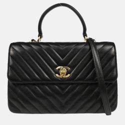 Chanel Black Lambskin Trendy Chevron Handbag