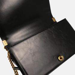 Pre Owned Chanel Boy Medium Black Calfskin Shoulder Bag