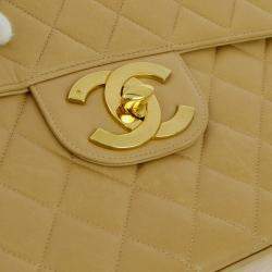 Chanel Classic Flap Jumbo Beige Lambskin Shoulder Bag
