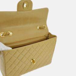 Chanel Classic Flap Jumbo Beige Lambskin Shoulder Bag