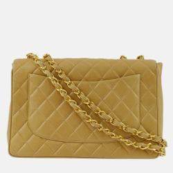Chanel Classic Flap Jumbo Beige Lambskin Shoulder Bag