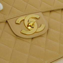 Chanel Classic Flap Jumbo Beige Lambskin Shoulder Bag