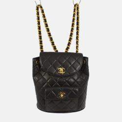Chanel Black Lambskin Large Duma Backpack