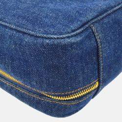 Pre Owned Chanel Timeless Vanity Indigo Denim Top Handle Bag