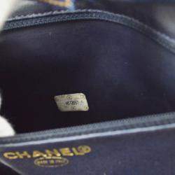 Pre Owned Chanel Timeless Vanity Indigo Denim Top Handle Bag