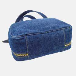 Pre Owned Chanel Timeless Vanity Indigo Denim Top Handle Bag