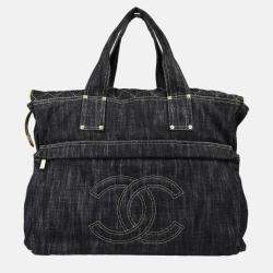 Chanel Navy Sparkling Denim Shoulder Bag