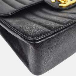 Chanel Mademoiselle Jumbo Classic Flap Black Caviar Leather Shoulder Bag