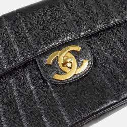 Chanel Mademoiselle Jumbo Classic Flap Black Caviar Leather Shoulder Bag