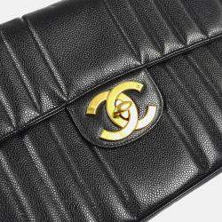Pre Owned Chanel Mademoiselle Classic Flap Black Leather Double Chain Shoulder Bag