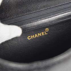 Pre Owned Chanel Mademoiselle Classic Flap Black Leather Double Chain Shoulder Bag