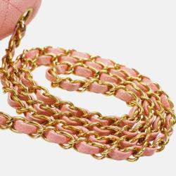 Pre Owned Chanel Pink Calfskin Mini Classic Square Flap Bag