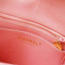 Pre Owned Chanel Pink Calfskin Mini Classic Square Flap Bag