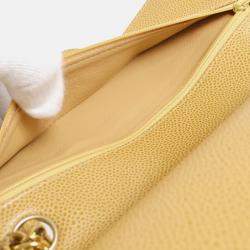 Chanel Classic Double Flap Medium Beige Caviar Leather Shoulder Bag