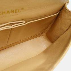 Chanel Classic Double Flap Medium Beige Caviar Leather Shoulder Bag