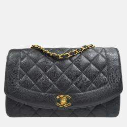 Chanel Diana Medium Black Caviar Leather Chain Shoulder Bag