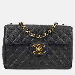 Chanel Classic Flap Jumbo Black Caviar Leather Shoulder Bag