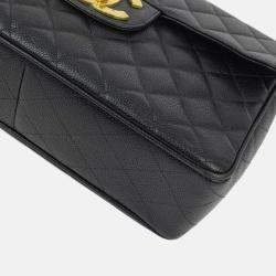 Chanel Classic Flap Jumbo Black Caviar Leather Shoulder Bag