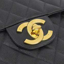 Chanel Classic Flap Jumbo Black Caviar Leather Shoulder Bag