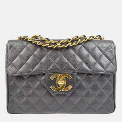 Chanel Classic Single Flap Jumbo Black Quilted Caviar Bag