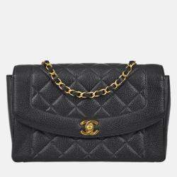 Chanel Diana Medium Black Calfskin Chain Shoulder Bag