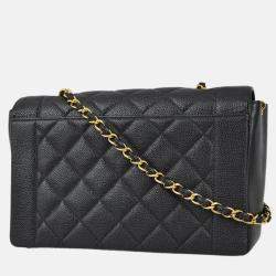 Chanel Diana Medium Black Calfskin Chain Shoulder Bag