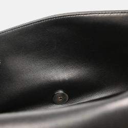 Chanel Black Shearling Lambskin Medium Flap Bag