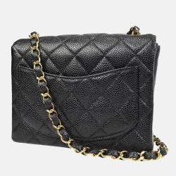 Chanel Mini Classic Square Flap Black Calfskin Bag