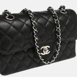 Chanel Classic Double Flap Small Black Calfskin Shoulder Bag 