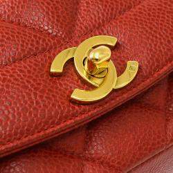 Chanel Diana Medium Red Calfskin Chain Shoulder Bag