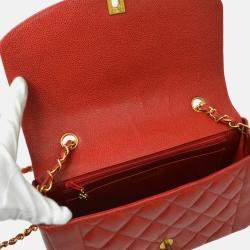 Chanel Diana Medium Red Calfskin Chain Shoulder Bag