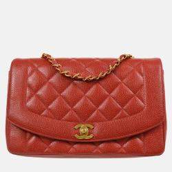 Chanel Diana Medium Red Calfskin Chain Shoulder Bag
