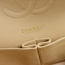Chanel Classic Double Flap Medium Beige Calfskin Bag