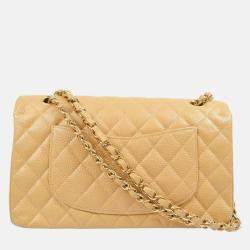 Chanel Classic Double Flap Medium Beige Calfskin Shoulder Bag