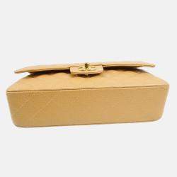 Chanel Classic Double Flap Medium Beige Calfskin Shoulder Bag