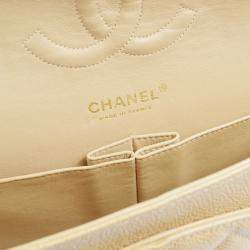 Chanel Classic Double Flap Medium Beige Calfskin Shoulder Bag
