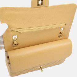 Chanel Classic Double Flap Medium Beige Calfskin Shoulder Bag