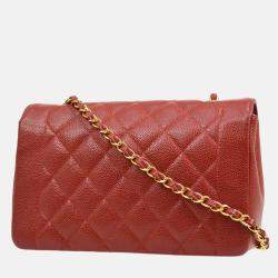 Chanel Diana Medium Red Calfskin Chain Shoulder Bag