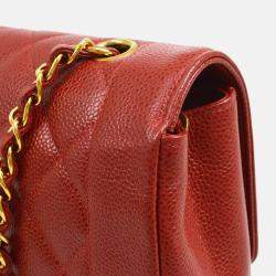 Chanel Diana Medium Red Calfskin Chain Shoulder Bag