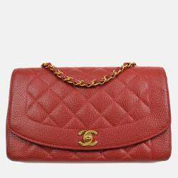 Chanel Diana Medium Red Calfskin Chain Shoulder Bag