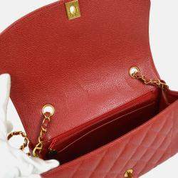Chanel Diana Medium Red Calfskin Chain Shoulder Bag