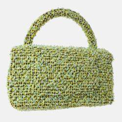 Chanel Green Tweed Top Handle Handbag