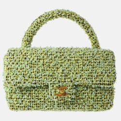 Chanel Green Tweed Top Handle Handbag
