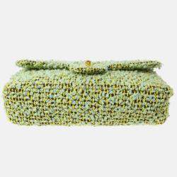 Chanel Green Tweed Top Handle Handbag