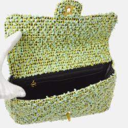 Chanel Green Tweed Top Handle Handbag
