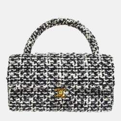 Chanel Black Tweed Sequins Top Handle Handbag
