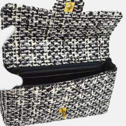 Chanel Black Tweed Sequins Top Handle Handbag