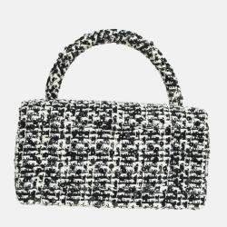 Chanel Black Tweed Sequins Top Handle Handbag