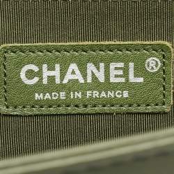 Chanel Military Green Quilted Leather Large Boy Flap Bag